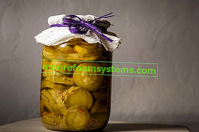 Eingelegte Zucchini für den Winter in einem Glas sowie Rezepte für die Zubereitung von Zucchini und salzarmer Zucchini