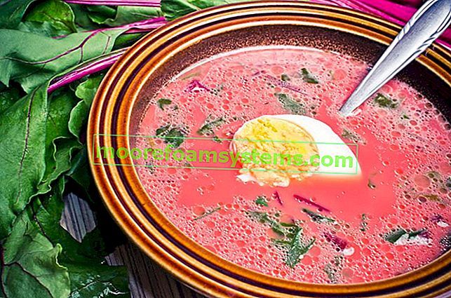 Polévka ze zelené řepy na talíři a recept na vaření červené řepy